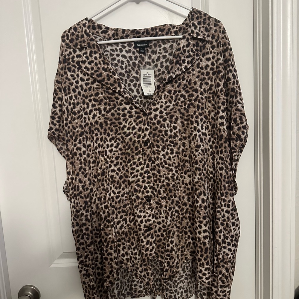 Torrid Animal Print Blouse - Brown and Black - Picture 1 of 1
